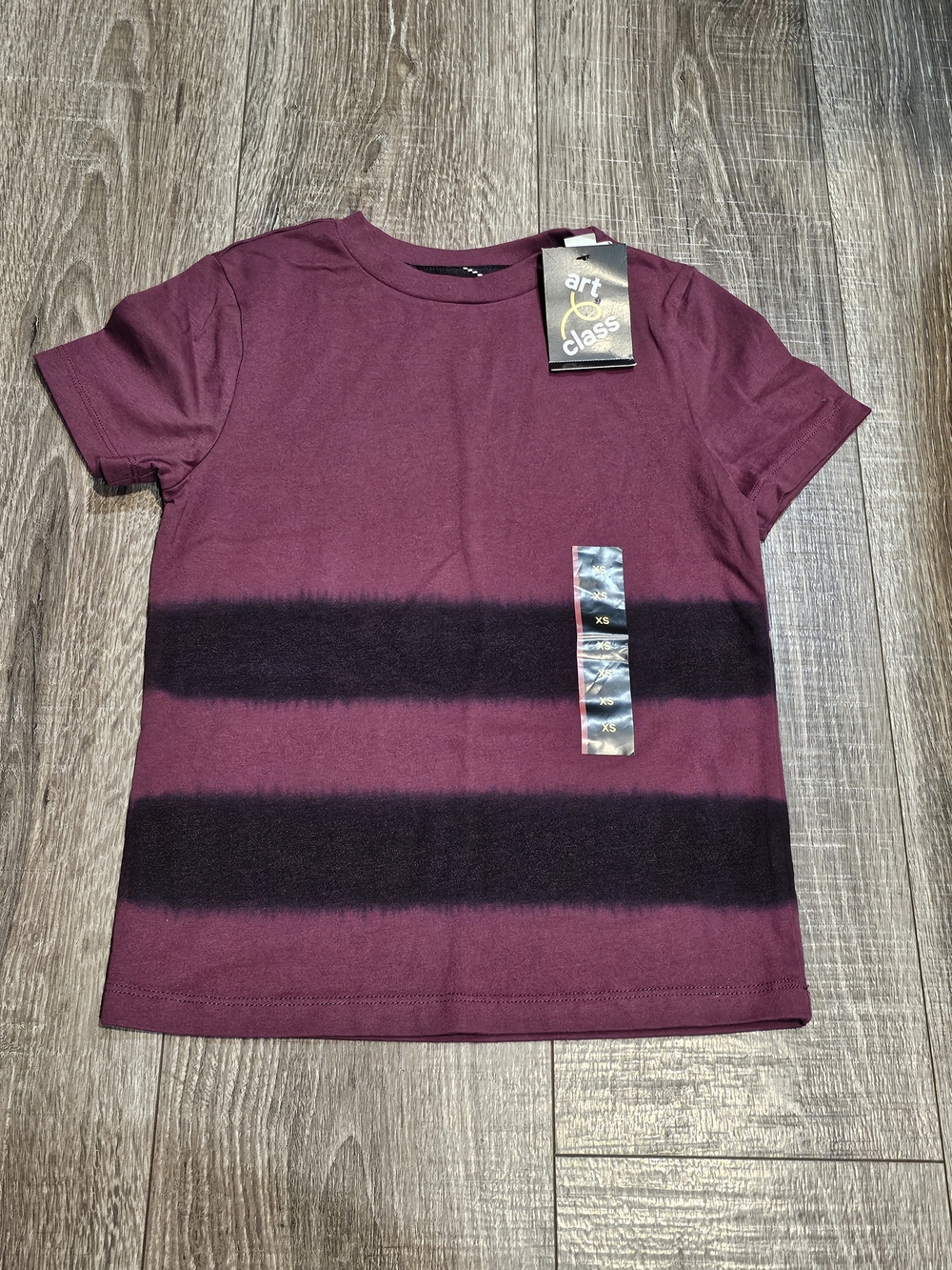 NWT Boys art class Short Sleeve Tee Size 4-6 Maroon and Black Striped